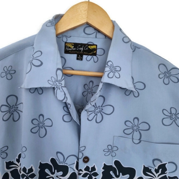 Mens Blue Hawaiian Shirt Honolulu Surf Co Luau Pool Party - Picture 3 of 5